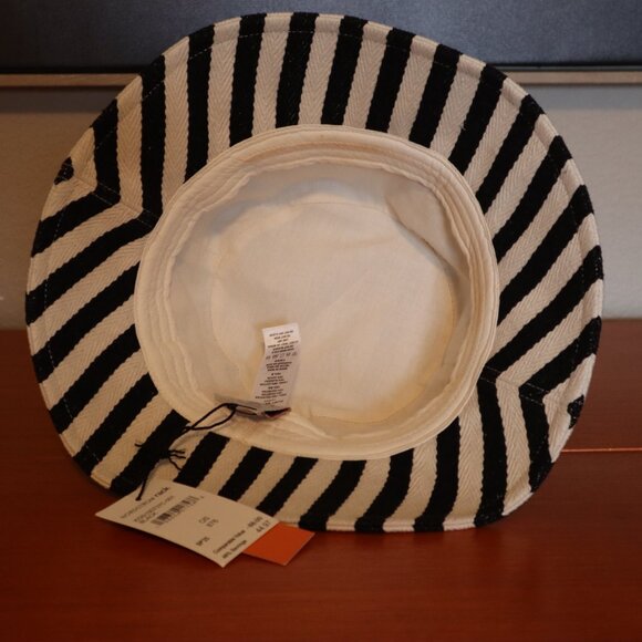 Kurt Geiger Black & White Striped Bucket Hat - Picture 2 of 6